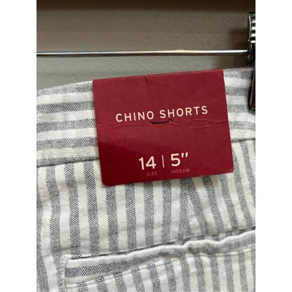 Merona NWT 14 cotton flat front grey striped chino shorts 5 inch inseam - Picture 3 of 6